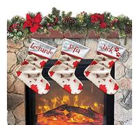Calcetín de Navidad para colgar con nombre, 20 cm de altura, 33 calcetines de Navidad personalizados Navidad Stockings para decoración de fiestas familiares (juego de 3 unidades, árbol)