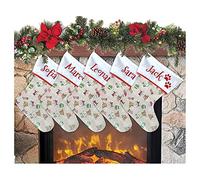 Calcetín de Navidad para colgar con nombre, 20 cm de altura, 33 calcetines de Navidad personalizados Navidad Stockings para decoración de fiestas familiares (juego de 5 unidades, RUFOLPH CRU')