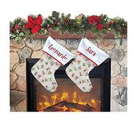 Calcetín de Navidad para colgar con nombre, 20 cm de altura, 33 calcetines de Navidad personalizados Navidad Stockings para decoración de fiestas familiares (juego de 2 unidades, RUFOLPH CRU')