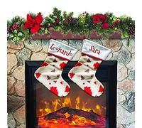 Calcetín de Navidad para colgar con nombre, 20 cm de altura, 33 calcetines de Navidad personalizados para decoración de fiestas familiares (juego de 2 unidades, Christamas Tree)