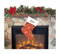 Calcetín de Navidad para colgar con nombre, 20 cm de altura, 33 calcetines de Navidad personalizados para decoración de fiestas familiares (juego de 1 unidad, osito)