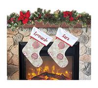 Calcetín de Navidad para colgar con nombre de 20 cm de altura 33 calcetines de Navidad personalizados Navidad Stockings para decoración de fiestas familiares (juego de 2 unidades, christmas baile)