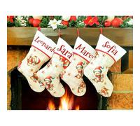 Calcetín de Navidad para colgar con nombre de 20 cm de altura 33 calcetines de Navidad personalizados Navidad Stockings para decoración de fiestas familiares (juego de 4 unidades, pinguino)
