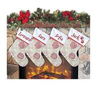 Calcetín de Navidad para colgar con nombre de 20 cm de altura 33 calcetines de Navidad personalizados Navidad Stockings para decoración de fiestas familiares (juego de 4 unidades, christmas baile)