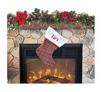 Calcetín de Navidad para colgar con nombre de 20 cm de altura 33 calcetines de Navidad personalizados Navidad Stockings para decoración de fiestas familiares (juego de 1 unidad, Tartan)