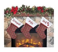 Calcetín de Navidad para colgar con nombre de 20 cm de altura 33 calcetines de Navidad personalizados Navidad Stockings para decoración de fiestas familiares (juego de 3 unidades, Tartan)