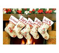 Calcetín de Navidad para colgar con nombre de 20 cm de altura 33 calcetines de Navidad personalizados Navidad Stockings para decoración de fiestas familiares (juego de 5 unidades, pinguino)