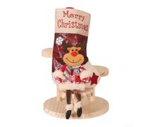 Calcetín de Navidad para colgar con patrón de Papá Noel grande que ofrece tela e interior espacioso para golosinas, juguetes y exhibición festiva (E-W102)