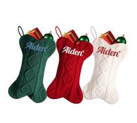 Calcetín de Navidad para colgar mascotas de 16.5 pulgadas con nombre, bordado personalizado, calcetines de Navidad de punto trenzado para chimenea, decoración de fiesta de Navidad