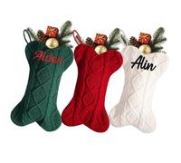 Calcetín de Navidad para perros con nombre bordado personalizado de 16.5 pulgadas, con nombre personalizado bordado para colgar, medias de Navidad de punto trenzado para perros y gatos