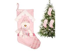 Calcetín de Navidad rosa - Bolsa de regalo de Papá Noel, medias navideñas, diseño de dibujos animados con purpurina, bolsa de regalo tridimensional