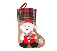 Calcetín de Papá Noel grande para colgar junto a la chimenea, diseño espacioso para rellenar con golosinas y juguetes, decoración navideña festiva (E-W92)