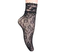 Calcetín de un par de mujer de encaje tobillo de malla corta medias cómodas y atractivas con diseño calado, b, Talla única