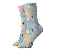 Calcetín divertido de la tripulación de la novedad para mujer para hombre 30 cm Lamas coloridos que se mueven juntos Calcetines de tubo deportivos atléticos Medias para correr Fitness Uso diario