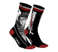 Calcetín Hombre Ataque Titanes Algodón, 1 Par de Calcetines Fantasía Hombre Eren, negro, rojo y blanco, 43-46