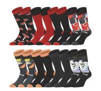 Calcetín Hombre Naruto Shippuden, Calcetines Hombre Sasuke, Itachi y Naruto (lote de 8), Negro , 39-42