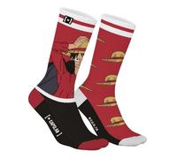 Calcetín Hombre One Piece Algodón, 1 Par de Calcetines Fantasía Hombre, Edición Limitada y Original, rojo, blanco y negro, 43-46