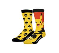 Calcetín Hombre Pokemon Algodón, 1 Par de Calcetines Fantasía Hombre Pikachu, Alto y Suave, amarillo, 39-42