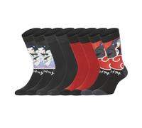 Calcetín infantil Naruto Shippuden, calcetines niño Sasuke, Itachi (juego de 4), Negro/rojo/naranja/gris/amarillo, 31-34 cm