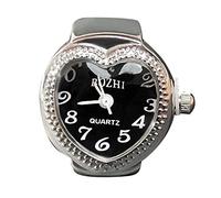 Calcetín para mujer, tiempo para decir, anillo de reloj vintage, anillo redondo grueso, anillo ajustable plateado, anillo de moda para reloj de joyería, anillos de dedo entero, talla única, Metal, Sin