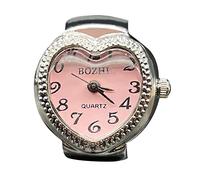 Calcetín para mujer, tiempo para decir, anillo de reloj vintage, anillo redondo grueso, anillo ajustable plateado, anillo de moda para reloj de joyería, anillos de dedo entero, talla única, Metal, Sin