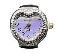 Calcetín para niños Tiempo para decir, anillo de reloj, anillo redondo grueso, anillo ajustable plateado, joyería de reloj de moda, anillos ajustables para parejas (Purple, talla única)