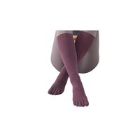 Calcetines 5 Dedos 2 pares de calcetines deportivos hasta la rodilla 5 dedos de largo for mujer medias antideslizantes de silicona de algodón sólido calcetines de Yoga Pilates for gimnasio con dedos d