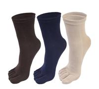 Calcetines 5 Dedos 3 Pares De Calcetines De Cinco Dedos For Hombre, Calcetines Largos Deportivos Transpirables De Cinco Dedos, Medias De Algodón De Tubo Medio Informales Sólidas(Coffee+deep blue+beige