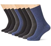 Calcetines acanalados para diabéticos, sin costuras, sin puños elásticos, 80% algodón, para hombres, 8 pares black, anthrazit. Grey 38,38-42