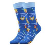 Calcetines Altos Algodón Niños y Mujeres, Calcetines Divertidos y Lindos con Papá Noel, Reno, Muñeco de nieve, Patrón de caramelo, novedad de Navidad Calcetines Bajos Fun, azul, Talla única