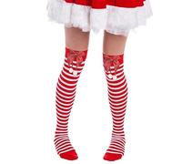 Calcetines altos de Navidad para mujer, calcetines altos coloridos para mujer, calcetines altos a rayas hasta la rodilla, medias largas de Navidad, calcetines de cosplay de Navidad para mujer