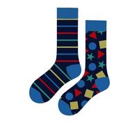 Calcetines Altos Divertidos Unisex con Dibujos de Estrellas, circulos y rayas, Talla única 37-44