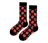 Calcetines Altos Divertidos Unisex con Dibujos de Fresas, Talla única 37-44