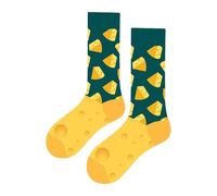 Calcetines Altos Divertidos Unisex con Dibujos de Queso, Talla única 37-44