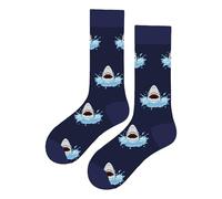 Calcetines Altos Divertidos Unisex con Dibujos de Tiburones, Talla única 37-44