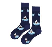 Calcetines Altos Divertidos Unisex con Dibujos de Tiburones, Talla única 37-44