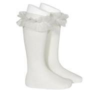 calcetines altos lisos tira tul CONDOR talla 2 en color nata