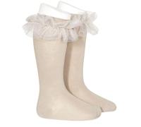 calcetines altos lisos tira tul CONDOR talla 2 en color piedra