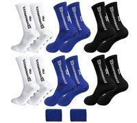 Calcetines Antideslizantes 6 Pares Transpirables para Hombre Mujer, Medias para Ciclismo Correr Escalada (Blanco/Negro/Azul)