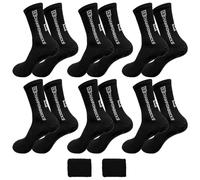 Calcetines Antideslizantes 6 Pares, Transpirables para Hombre y Mujer, Medias para Ciclismo, Baloncesto, Correr y Escalada (Negro)