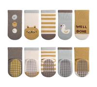 Calcetines Antideslizantes Bebé, Calcetines Invierno Otoño Niña Niño, Pequeños Calcetines Algodón con Agarre, Unisex Recién Nacido Animales Deportivos Calcetines Conjunto 0-12 Meses Normal L 5 Pares
