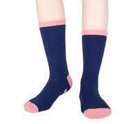 Calcetines antideslizantes de algodón para aniversario de media pantorrilla con letras alemanas antideslizantes para parejas, refranes divertidos, besos, novedosos, regalo de boda, Azul marino piel
