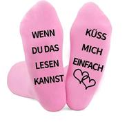 Calcetines antideslizantes de algodón para aniversario de media pantorrilla con letras alemanas antideslizantes para parejas, refranes divertidos, besos, novedosos, regalo de boda, B, Altoa única