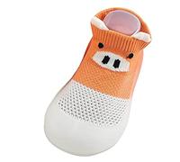 Calcetines antideslizantes para bebé, zapatos para aprender a andar, suela de goma anticolisión, transpirables, ligeros, antideslizantes, suelas suaves, zapatos para bebé, naranja, 18 EU