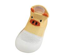 Calcetines antideslizantes para bebé, zapatos para aprender a andar, suela de goma anticolisión, transpirables, ligeros, antideslizantes, suelas suaves, zapatos para bebé, amarillo, 18 EU