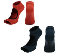 Calcetines Antideslizantes para Mujer Transpirable Calcetines de Yoga Sin Dedos Cómodo Fitness Antideslizantes Calcetines con Suela de Silicona para Pilates Danza Fitness 35-42 2 Pares Rojo Verde
