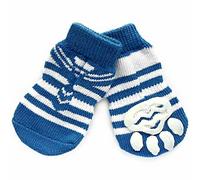 Calcetines antideslizantes para perros GogiPet, azul con corbata, 4 unidades