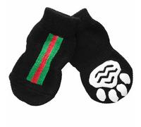 Calcetines antideslizantes para perros GogiPet, negro con rayas, 4 unidades