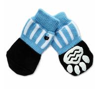 Calcetines antideslizantes para perros GogiPet, rayas blancas azules, 4 unidades