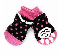 Calcetines antideslizantes para perros GogiPet, rosa-negro, 4 unidades